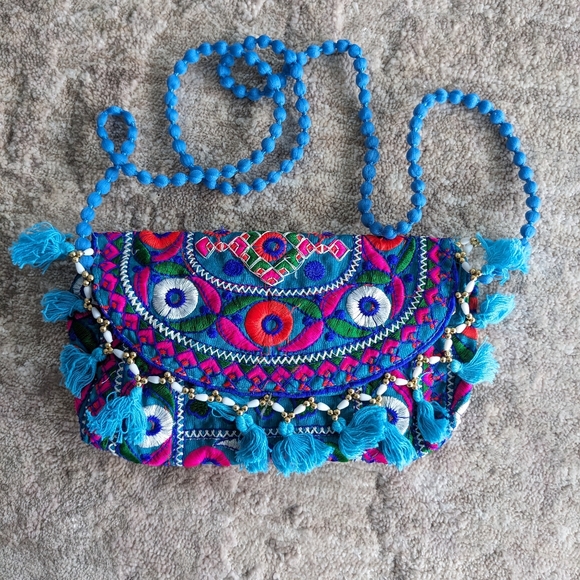 Vegan Boho Bag in Blue - Picture 5 of 5